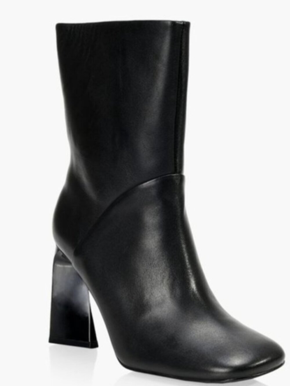 New Black Leather Boots by Wishbone angular high heel, square toe Women's Sz 7.5